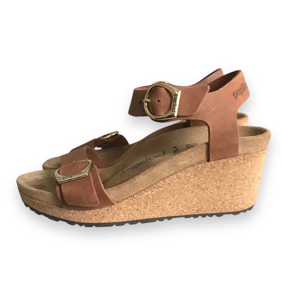Birkenstock Shoes - Birkenstock x Papillio Soley Natural Leather Wedge Heel Sandal, Sz EU 37 / 6-6.5